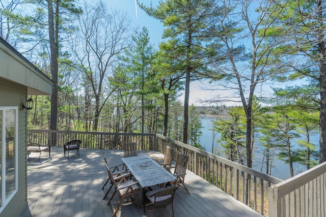 126 Middle Rd, Woolwich, ME 04579 - wooden deck with a water view and outdoor dining area