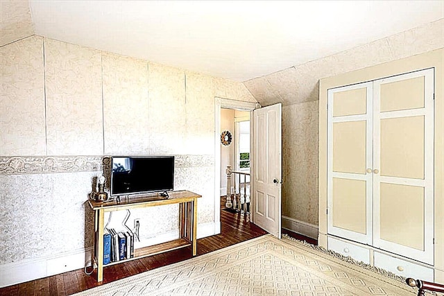 22 Mills Rd, Newcastle, ME 04553 - bedroom featuring lofted ceiling and wood finished floors