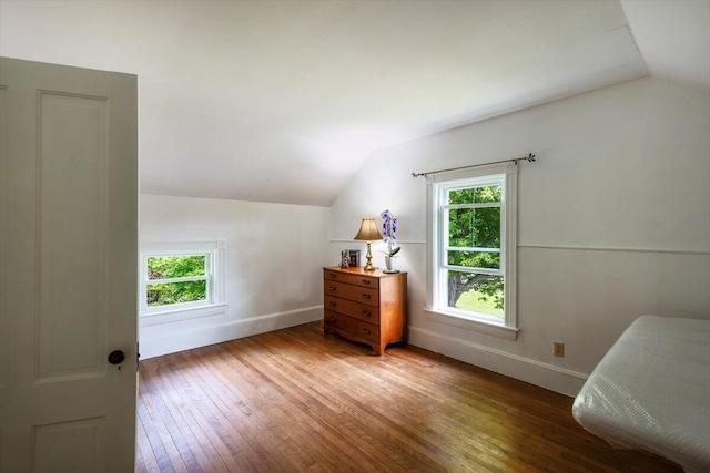 22 Mills Rd, Newcastle, ME 04553 - bedroom featuring vaulted ceiling and wood-type flooring