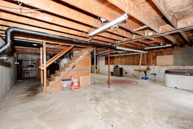 129 Bailey Hill Rd, New Sharon, ME 04955 - unfinished below grade area featuring stairway