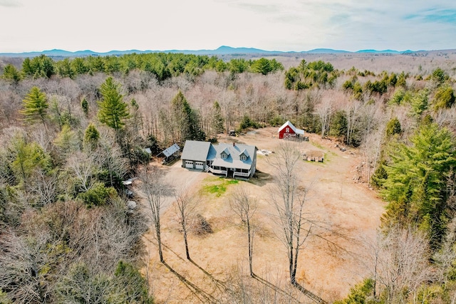 129 Bailey Hill Rd, New Sharon, ME 04955 - drone / aerial view featuring a mountain view