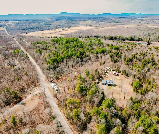 129 Bailey Hill Rd, New Sharon, ME 04955 - bird's eye view featuring a rural view and a mountain view