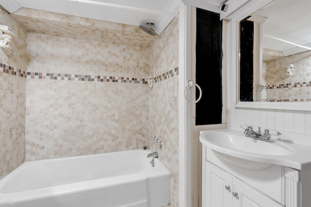 bathroom with tub / shower combination and vanity