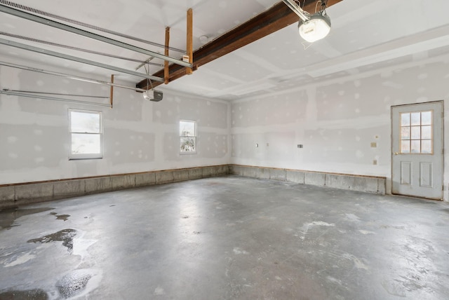 garage with a garage door opener