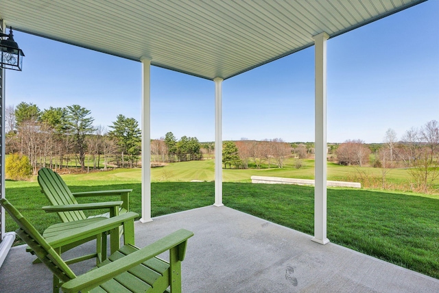 view of patio with golf course view
