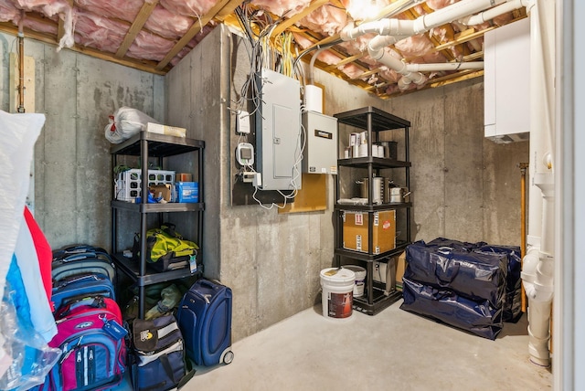 storage room featuring electric panel