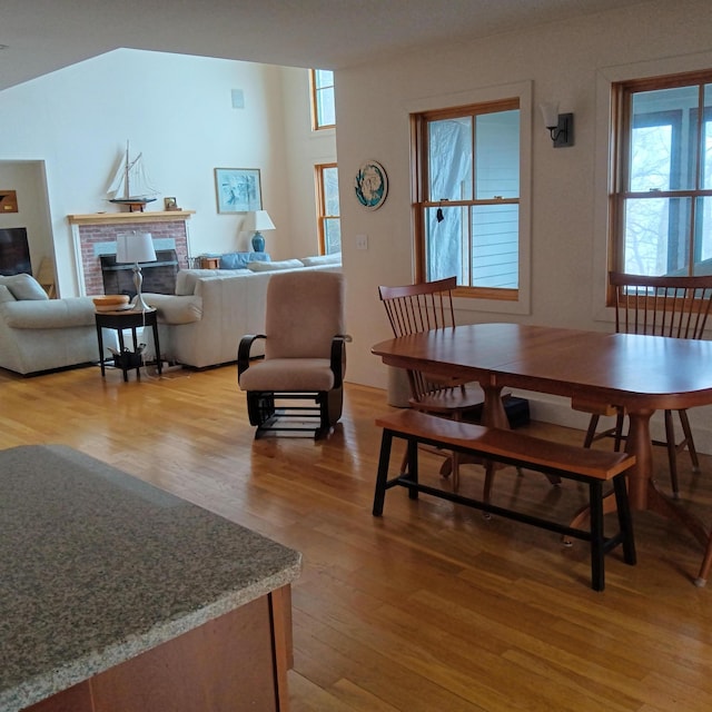5 Southernpoint Rd, Bristol, ME 04564 - dining area featuring light wood-type flooring and a fireplace