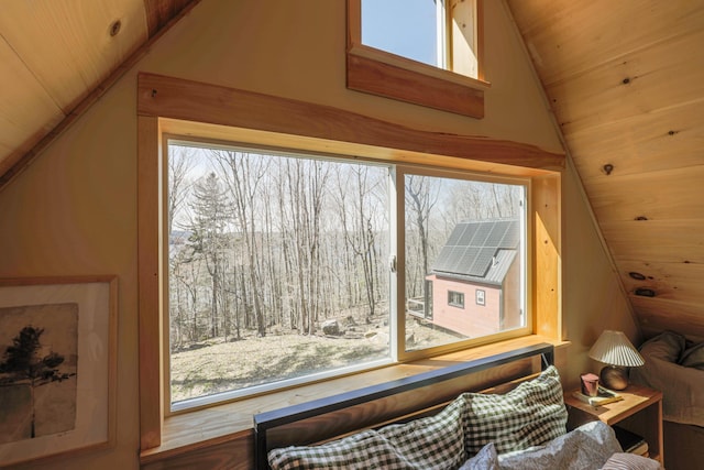 1 Good Day Dr, South Bristol, ME 04568 - interior space with wood ceiling and lofted ceiling