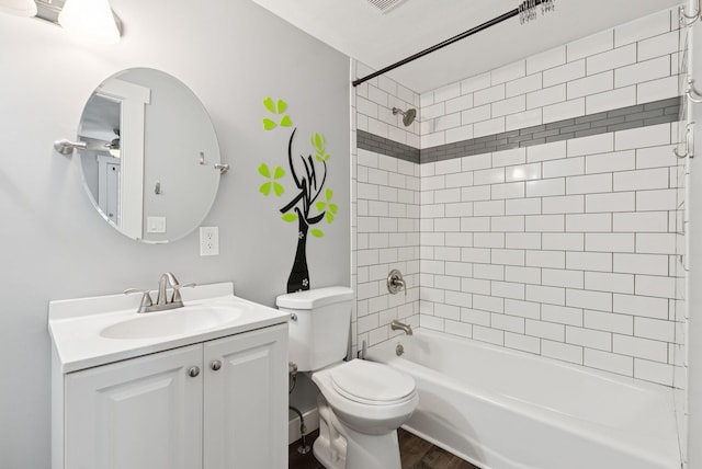 581 Bald Hill Rd, New Gloucester, ME 04260 - full bath featuring toilet, vanity, wood finished floors, and washtub / shower combination