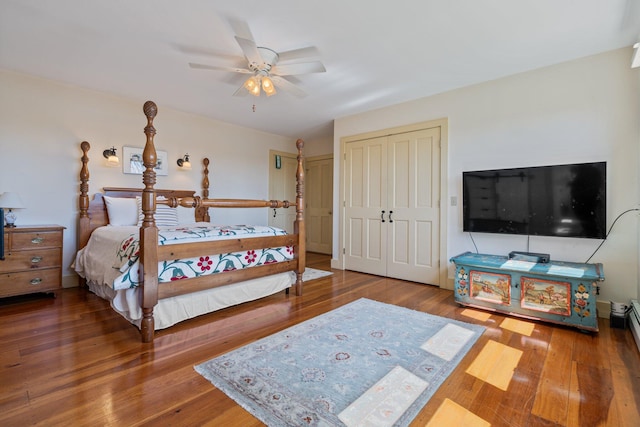 18 Pleasant St, Newcastle, ME 04553 - bedroom with wood finished floors and a ceiling fan