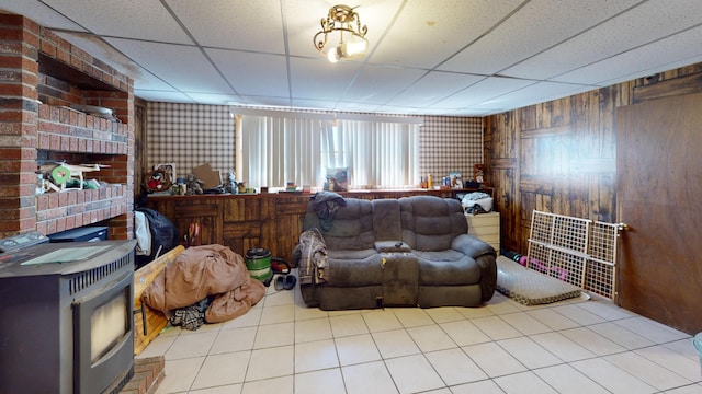 195 Rim Rd, East Machias, ME 04630 - living area featuring tile patterned flooring and a paneled ceiling