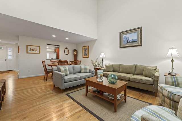 48 Windward Pointe Dr Unit 48, Wells, ME 04090 - living area with light wood-style flooring, baseboards, and recessed lighting