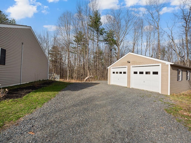 view of detached garage