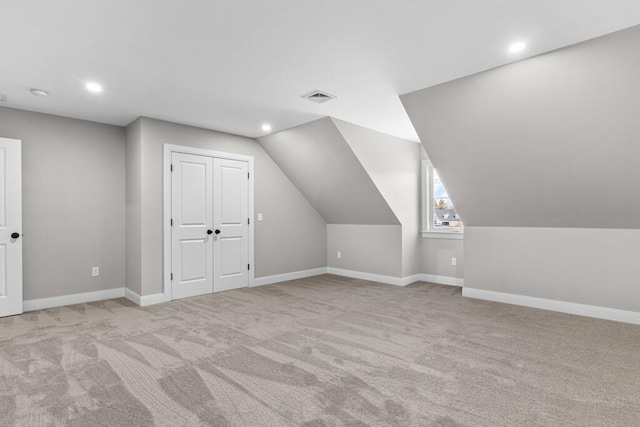 77 Creeks Edge Dr Unit 0, Saco, ME 04072 - additional living space featuring carpet floors, recessed lighting, baseboards, lofted ceiling, and visible vents