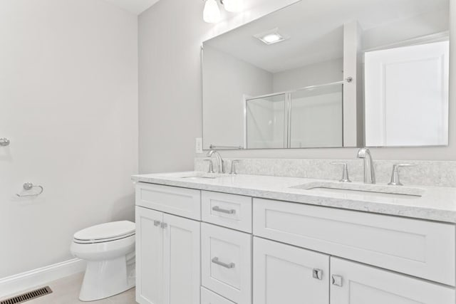 193 Stewart Dr Unit 0, Scarborough, ME 04074 - full bath featuring visible vents, a sink, a stall shower, and toilet