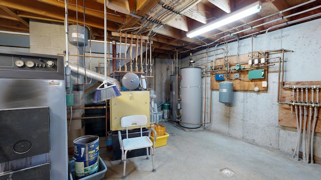 utility room with gas water heater