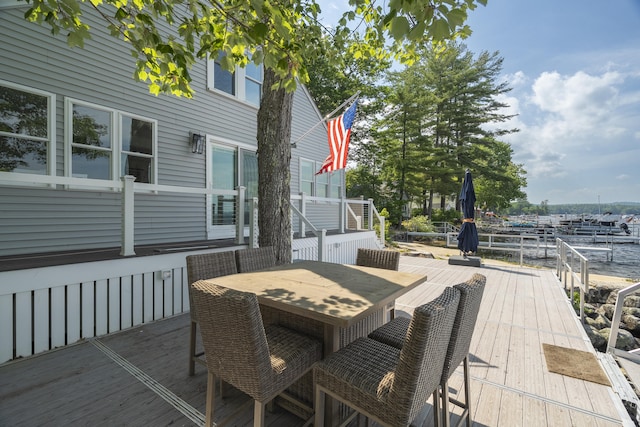1485 Richville Rd, Standish, ME 04084 - wooden deck featuring outdoor dining area