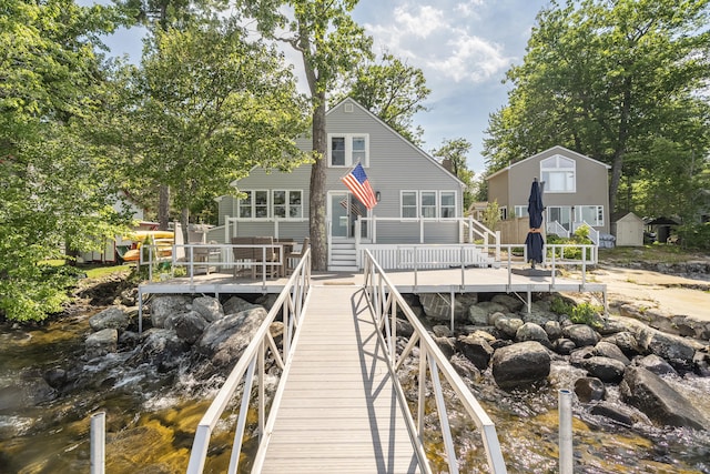 1485 Richville Rd, Standish, ME 04084 - back of house with a deck with water view and a shed