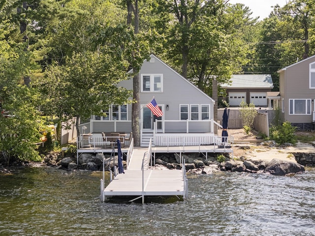 1485 Richville Rd, Standish, ME 04084 - rear view of house featuring a deck with water view