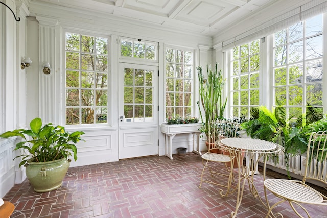 70 Carroll St, Portland, ME 04102 - sunroom / solarium with brick floors, french doors, and coffered ceiling