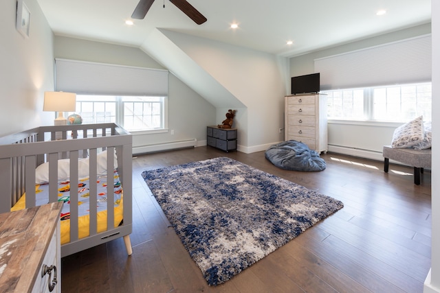 3 Bogue Chitto Ln Unit 1, Bar Harbor, ME 04609 - bedroom featuring a baseboard radiator, baseboard heating, multiple windows, and wood-type flooring