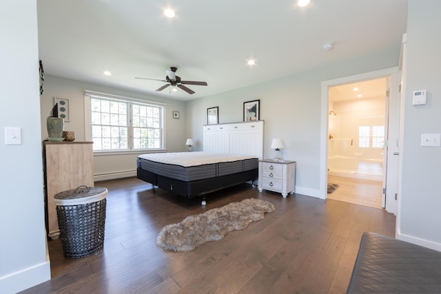 3 Bogue Chitto Ln Unit 1, Bar Harbor, ME 04609 - bedroom with baseboards, baseboard heating, recessed lighting, and wood finished floors