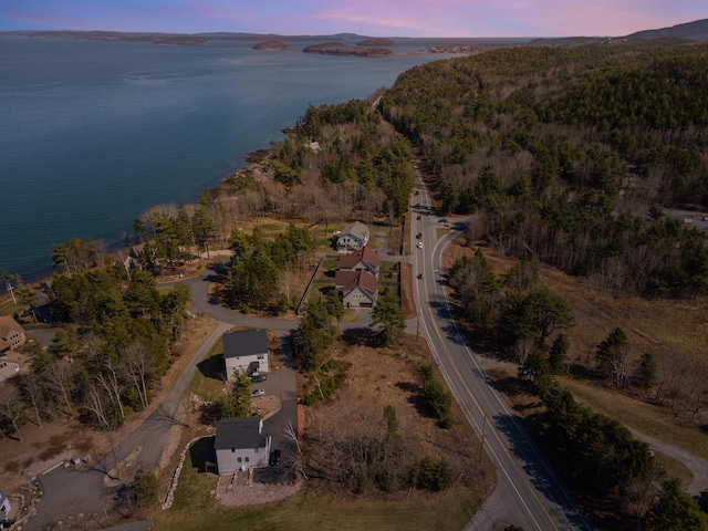 3 Bogue Chitto Ln Unit 1, Bar Harbor, ME 04609 - aerial view at dusk featuring a water and mountain view