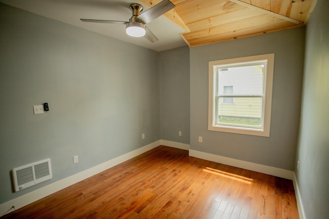 16 Main St, Bradley, ME 04411 - spare room with wood-type flooring, ceiling fan, and wood ceiling