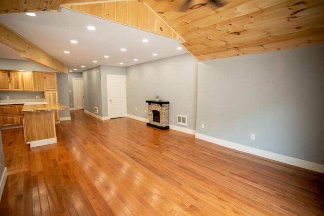 16 Main St, Bradley, ME 04411 - unfurnished living room with recessed lighting and light wood-type flooring