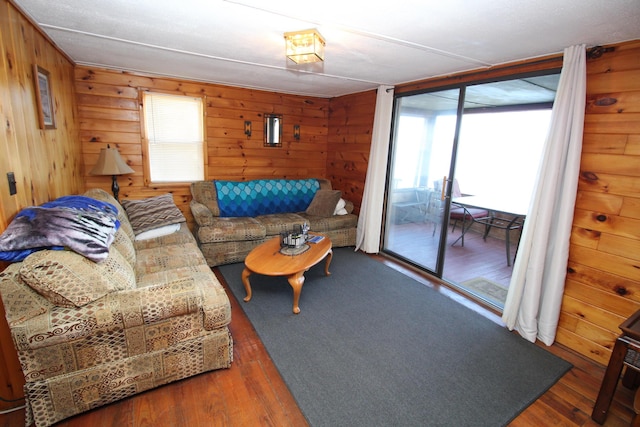 81 Shore Dr, Sabattus, ME 04280 - living area with wood walls and wood finished floors