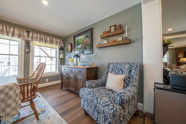 219 Middle Rd, Skowhegan, ME 04976 - sitting room featuring baseboards, wood finished floors, and recessed lighting