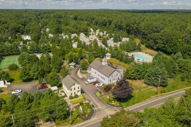 454 Post Rd Unit 456, Wells, ME 04090 - aerial view of a heavily wooded area and a pool area