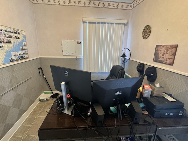 office featuring wainscoting