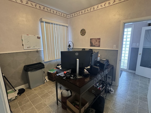 home office with wainscoting