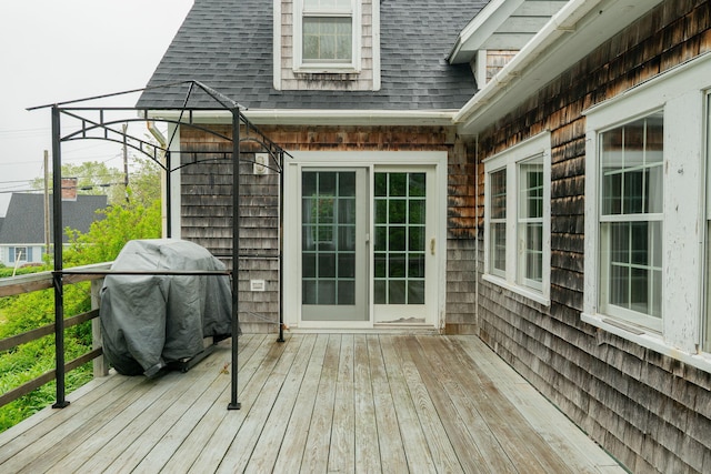 228 Atlantic Ave, Boothbay Harbor, ME 04538 - wooden deck featuring a grill
