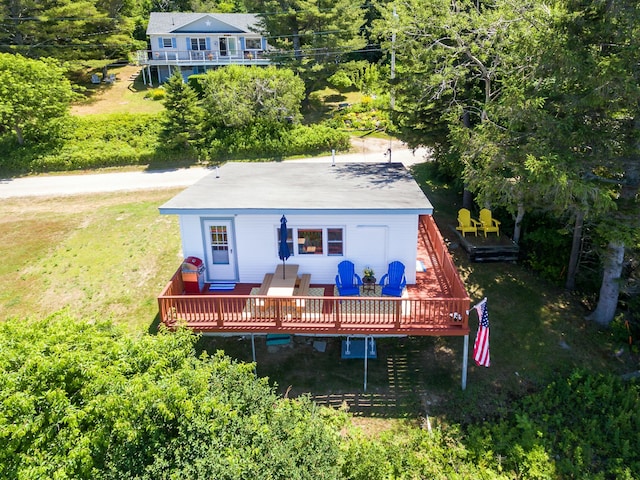 43 W Shore Rd, Harpswell, ME 04003 - back of house featuring a lawn and a deck