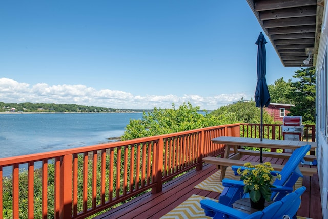 43 W Shore Rd, Harpswell, ME 04003 - wooden deck featuring a water view