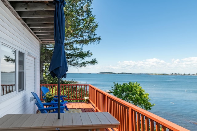43 W Shore Rd, Harpswell, ME 04003 - wooden terrace featuring a water view