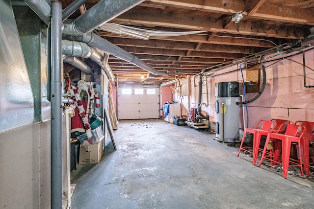 garage featuring hybrid water heater