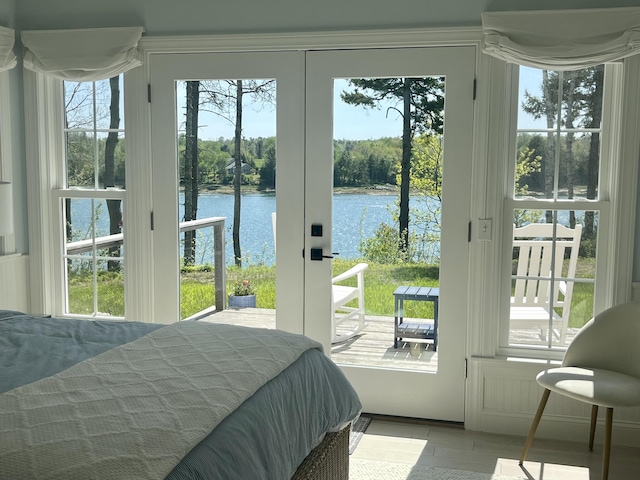 52 Boulder Cove Way, Lamoine, ME 04605 - tiled bedroom with a water view and access to outside