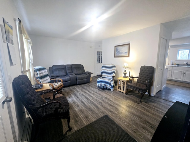 living area featuring wood finished floors