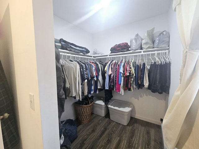 spacious closet with wood finished floors