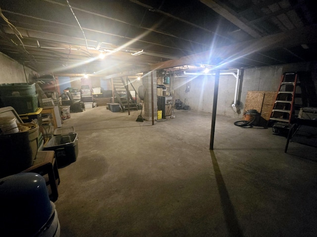 view of unfinished basement