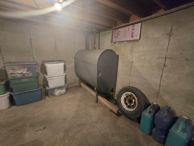 unfinished below grade area with heating fuel