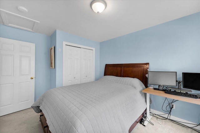 95 The Woods Rd, Union, ME 04862 - bedroom with carpet floors, a closet, attic access, and a desk