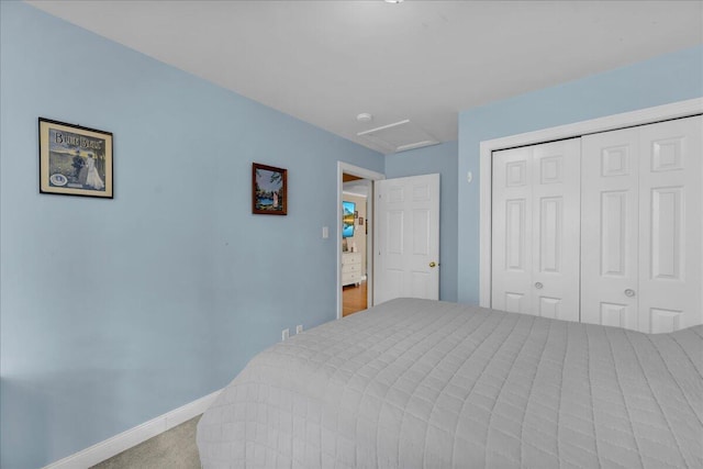 95 The Woods Rd, Union, ME 04862 - carpeted bedroom with attic access and a closet