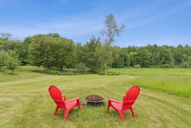 1228 Long Plains Rd, Buxton, ME 04093 - view of grassy yard featuring a fire pit