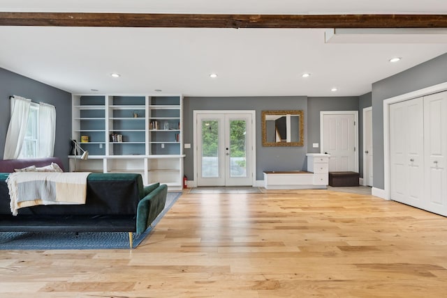 1228 Long Plains Rd, Buxton, ME 04093 - living area with light wood-type flooring, recessed lighting, and french doors