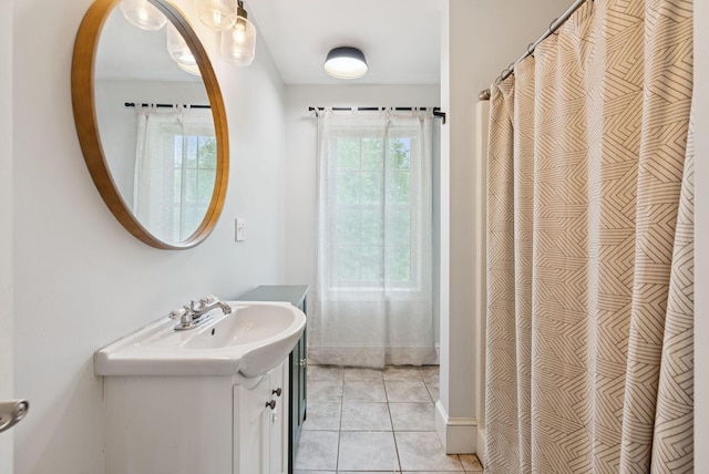 1228 Long Plains Rd, Buxton, ME 04093 - bathroom with vanity and tile patterned flooring