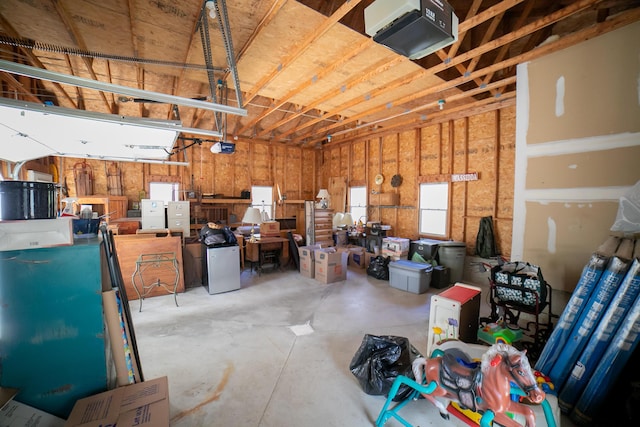 garage with a garage door opener